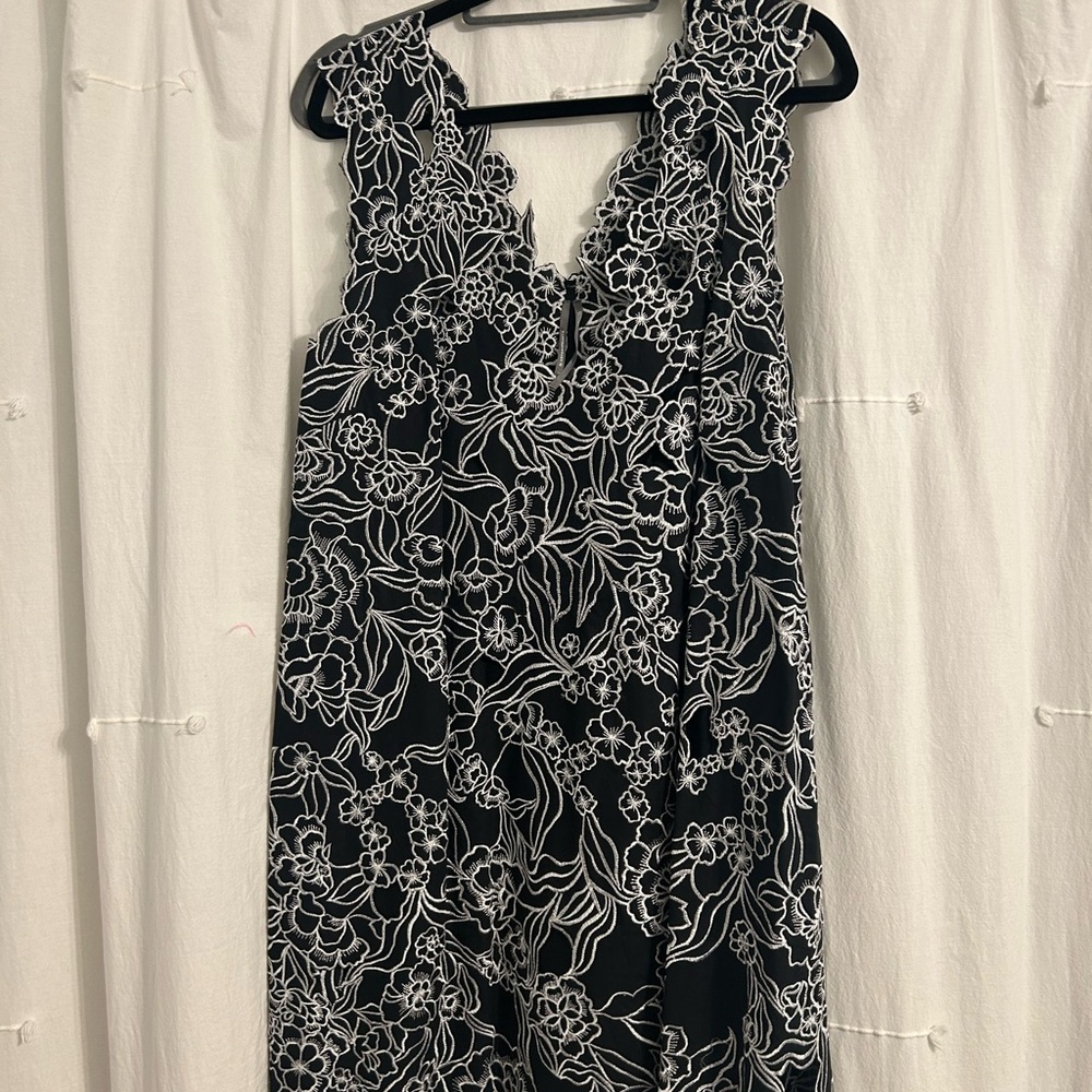 Anthropologie Black and White Floral Dress